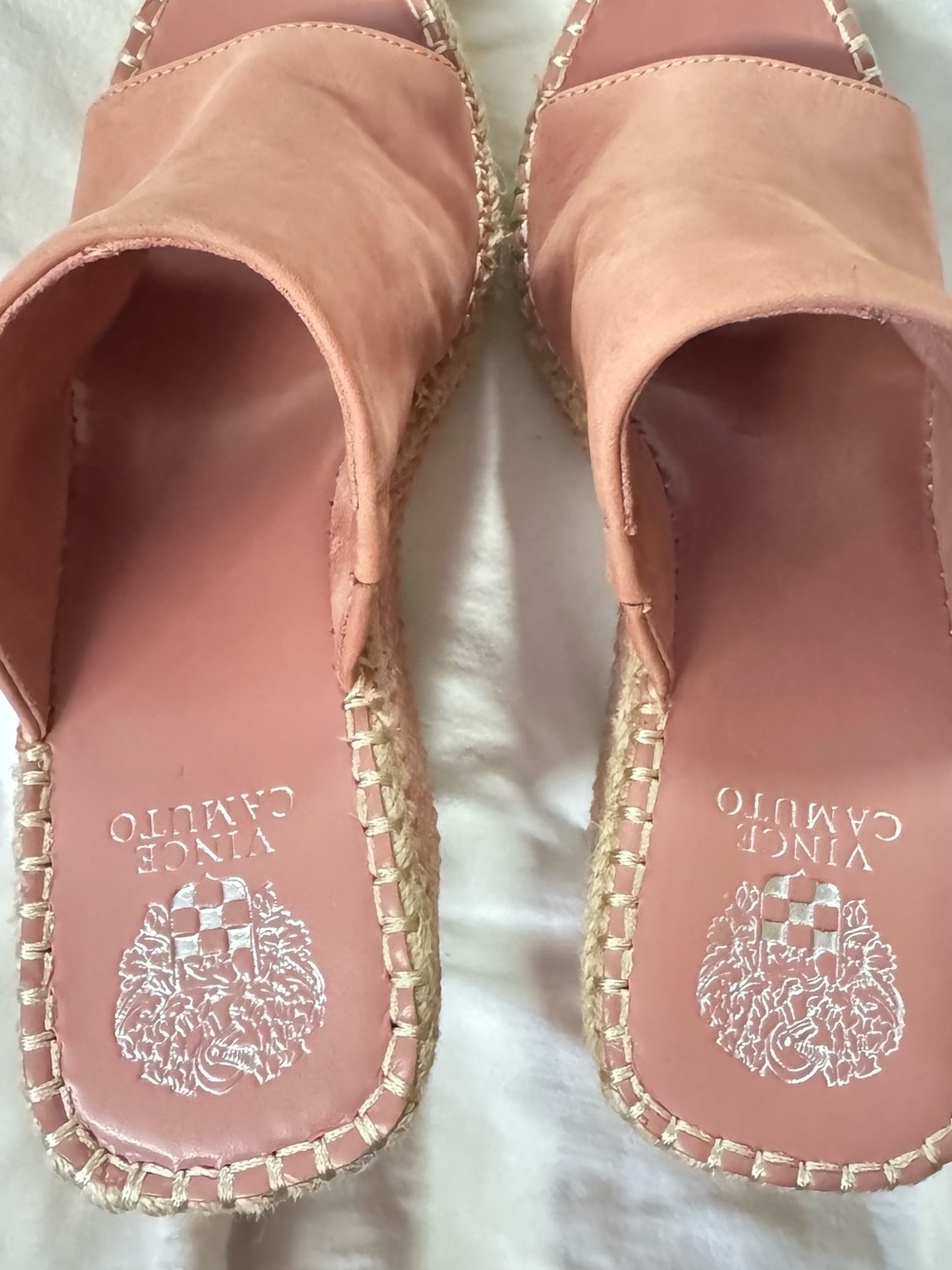 Vince Camuto Blush Pink Leather Espadrille Slide Mules